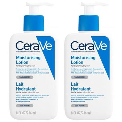 CeraVe Feuchtigkeitsmilch Set mit 2 x 236 ml von Dermatologen entwickelt, ist ei
