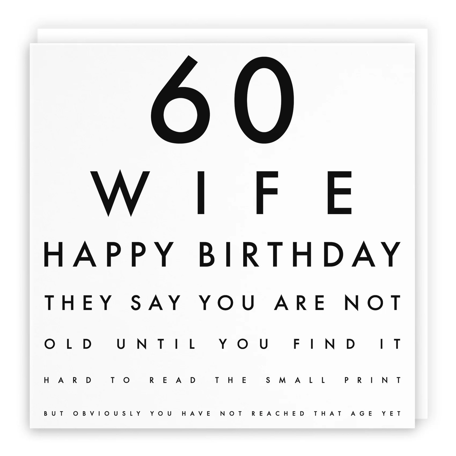 60th Wife Eye Sight Joke Birthday Card Letters