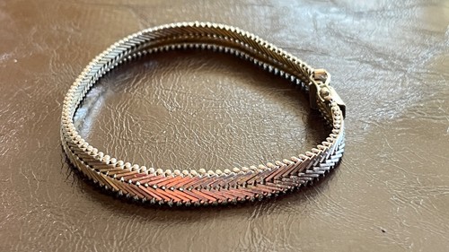 Vintage 925 Sterling 7.75” “SU” Italy Herringbone 6mm Bracelet 15.5 grams - Picture 2 of 7