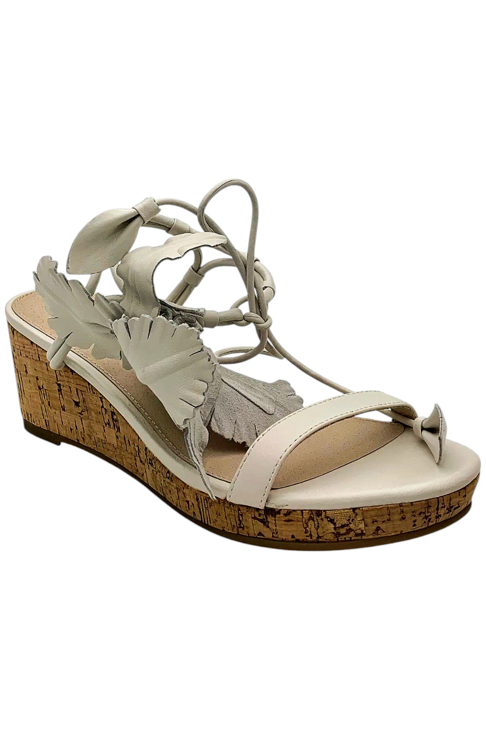 Cecelia New York Floral Cork Wedge Sandals Alabaster 10190₽