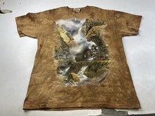 The Mountain Train Nature Tie Dye T-Shirt 1998 Brown Mens XL USA Made Y2K
