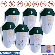 Ultrasonic Pest Repeller Fly Bed Bug Mites Spider Deterrent Rats Roaches Reject