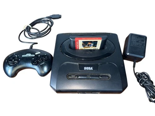 Sega Genesis Console With Controller Adapter & World Series Baseball 95 Cartridg