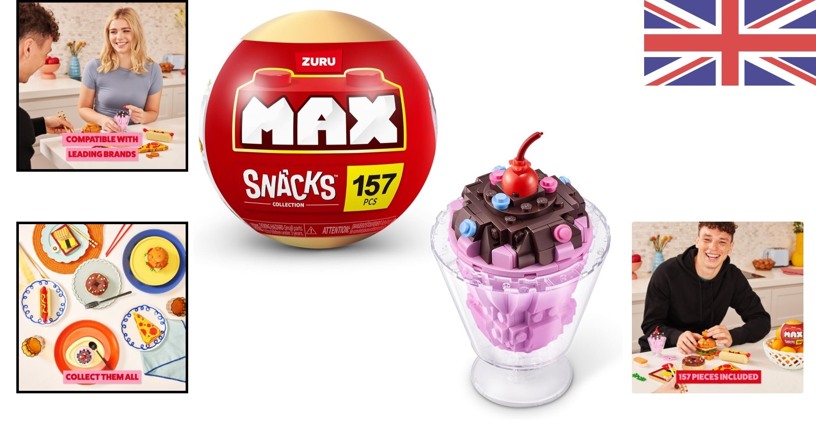 MAX Premium Snacks Building Bricks (Ice Cream) Novelty Unboxing Toy Collectible Mini's by ZURU, 157 Pieces - Image 2