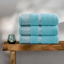 Egyptian cotton towels With Embossed Greek Border Design Soft Absorbent Towel