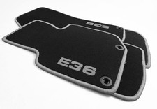 schwarze Fu�matten f�r BMW E36 Cabrio Cabriolet DRUCK E36 + Rand Dunkelgrau