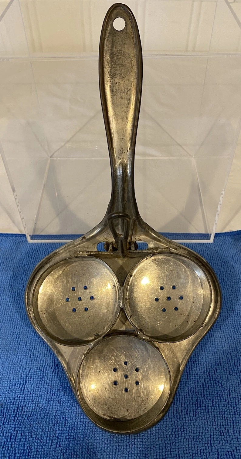 Silvers Brooklyn 3 Egg Poacher Vintage Insert Stovetop Steel USA Kitchen Country