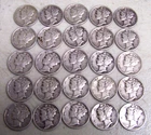 MERCURY Dimes Silver 90% Mixed Dates/Mint Marks 1940s Lot of 25