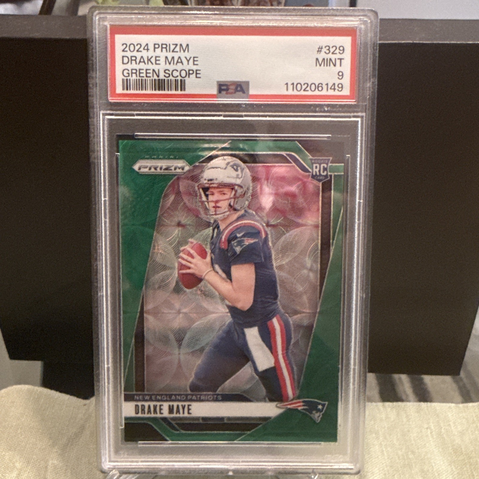 2024 PANINI PRIZM GREEN SCOPE #329 DRAKE MAYE 06/75 PSA 9