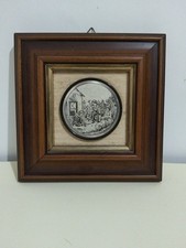 Quadro Vintage ARGENTO 800 WENK - Incisione su Lastra - Scena Bambini 19x19 cm