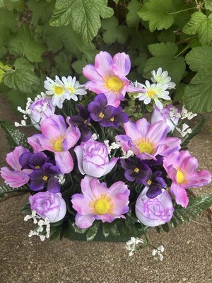 Kunstblumengesteck Haus Garten Grab gewichtet Topf Pflanzgefäß Vase Flieder