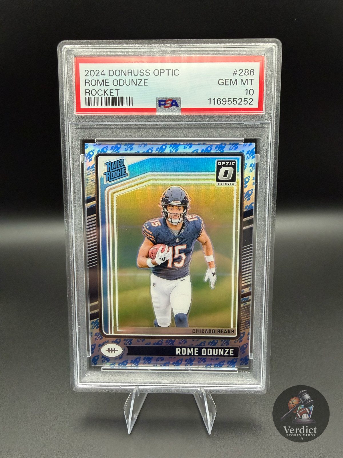 Rome Odunze - 2024 Optic Rated Rookie ROCKET PRIZM #286 PSA 10 RARE POP 4