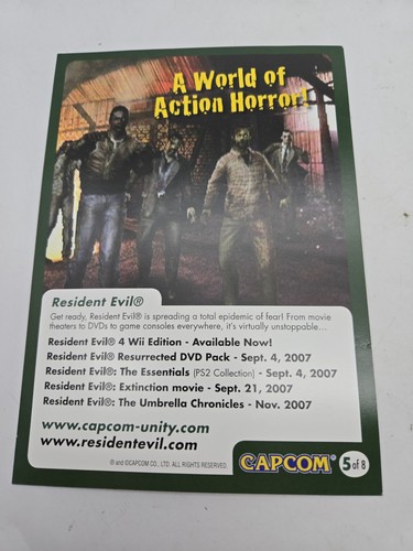 Resident Evil The Umbrella Chronicles Nintendo Wii Capcom SDCC scheda promozionale - Foto 2 di 2