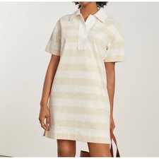 Everlane Polo Dress Womens XS Beech Bone Striped The Organic Cotton Polo Dress