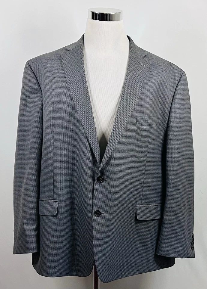 Abrigo deportivo Chaps 52R pata de gallo gris azul dos botones ventilados mezcla de poliéster Foto 2 de 4