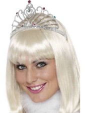 Silver Tiara Fan Design Plastic Ladies Fancy Dress Accessory Princess Queen