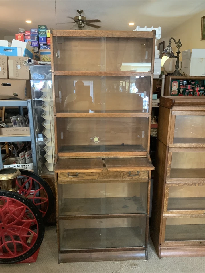 Librería apilable antigua vintage para abogado gabinete de escritorio de vidrio cajón Foto 3 de 4