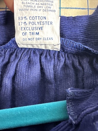 Vintage Blue Corduroy Jumper With Flower And Heart Detailing Size 2T - Picture 6 of 7