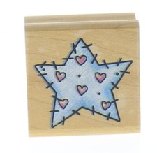 Rubber Stampede Stitched Star Wooden Rubber Stamp