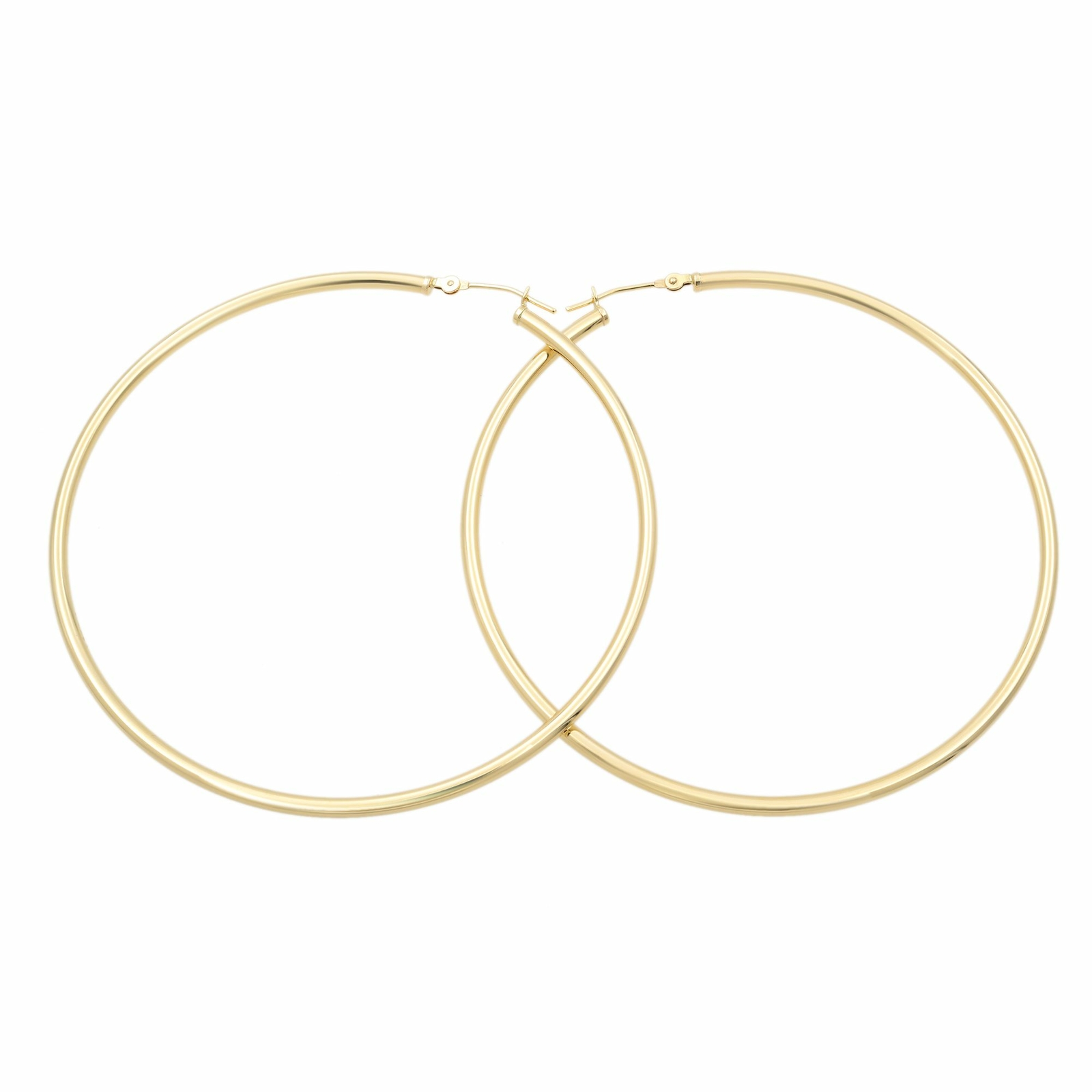 Крупные серьги-кольца из желтого золота 14 карат Rachel Koen диаметром 2,2 дюйма