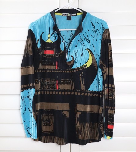 JAMIE SADOCK $115 Plisse Pleated Pagoda Print Golf Athletic Top Size XL - Picture 5 of 6