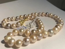 Natural Freshwater Pearl Necklace/9-10mm/multiple Color/Gold Plated