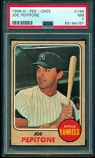 1968 TOPPS OPC O PEE CHEE MLB BASEBALL #195 Joe Pepitone PSA 7 NM N Y YANKEES