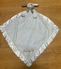 Bearington Baby Collection Blue Puppy Dog Lovey Blanket Personalized Andy Satin