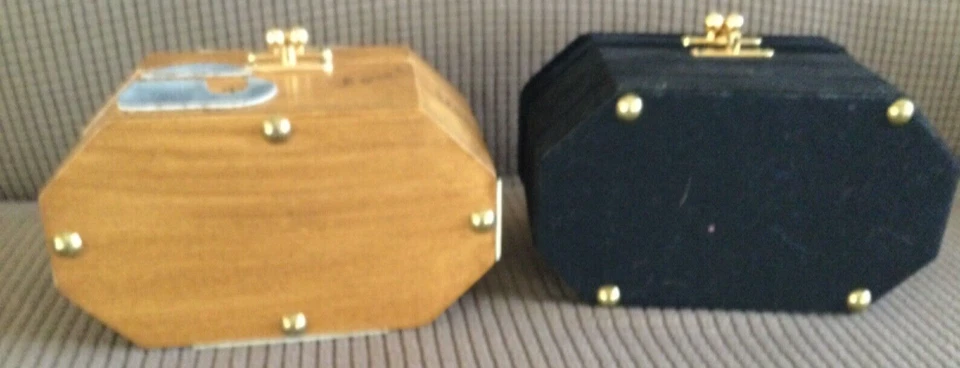 Duas bolsas de madeira tema golfe Billie Ross of the Palm Beaches/veludo preto extravagante - Imagem 4 de 4