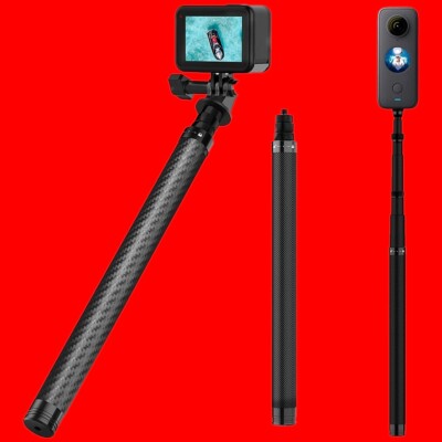 3m/9ft Carbon Fiber Selfie Stick Adjustable stretchable Extension Pole 1/4 Screw