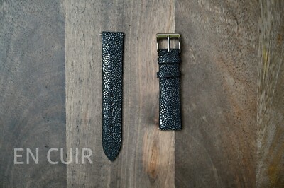 [EN CUIR] Handmade Genuine Stingray Skin Leather Watch Strap, Size 20mm-18mm
