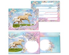 Einladungskarten + Umschläge 5. Kindergeburtstag Pferd fünfte Geburtstag Mädchen