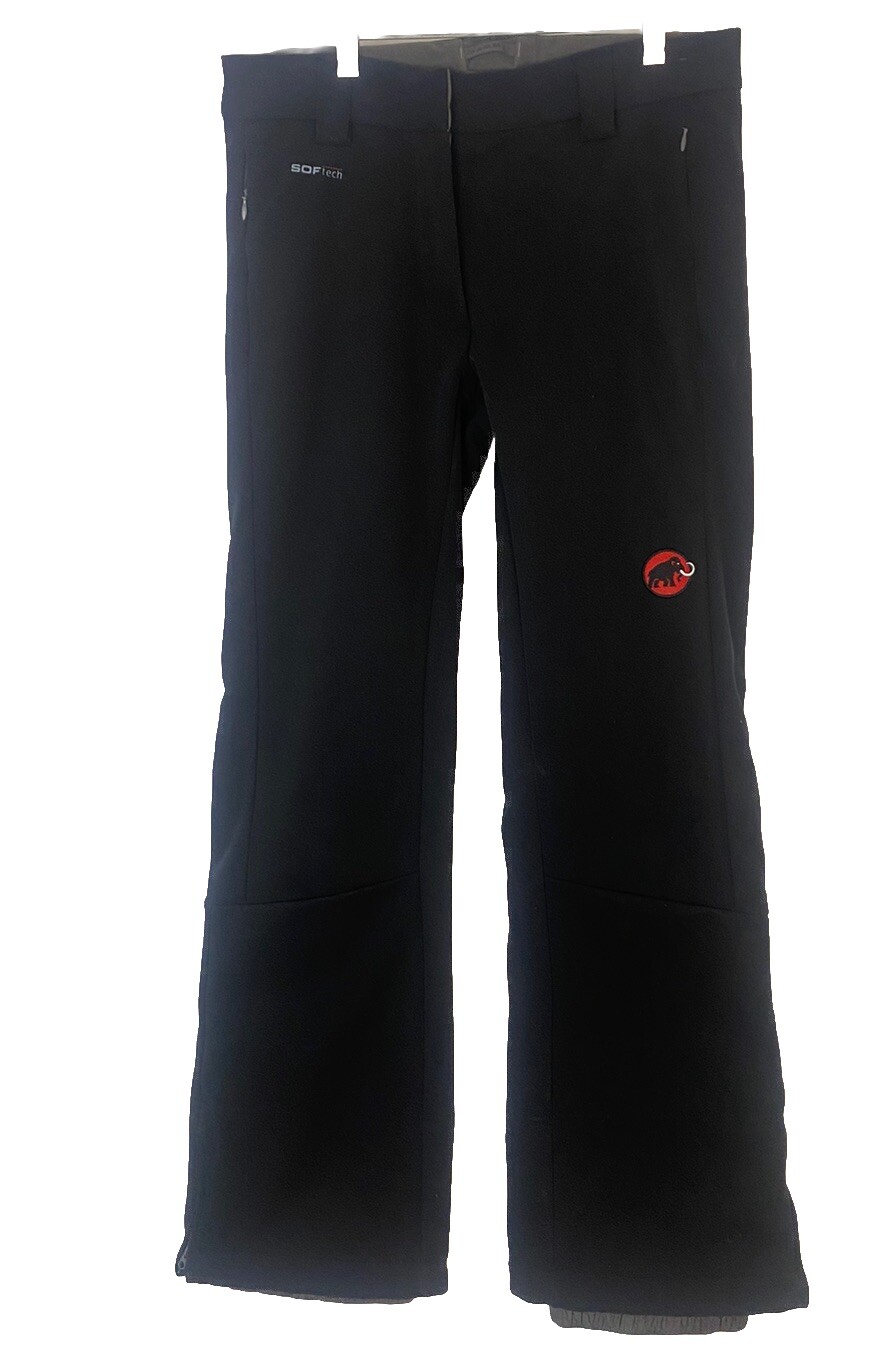 MAMMUT SofTech Ski Pants Mens 40 (31x32) Black Softshell Fleece Lined Stretch