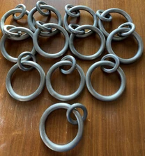 Stainless Steel Set 12 Jim lawrence Double Hoop Curtain Slide Rings - 30mm Dia