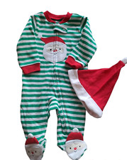 Carters Baby's First 1st Christmas Santa Infant Sleeper Size 3 mo. NWOT Footed