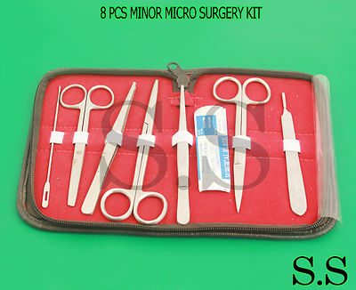 8 PCS STAINLESS STEEL MINOR MICRO SURGERY KIT SURGICAL INSTRUMENTS ...