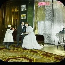 Antique Sing Along Magic Lantern Slide Scott & Van Altena Family Victorian Home
