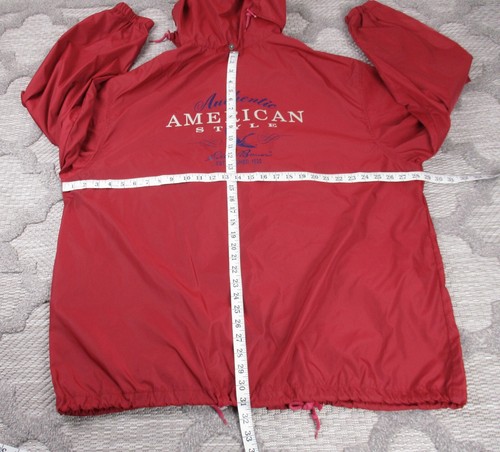 Vintage Eddie Bauer Jacket Mens Large Red Snap Windbreaker American Style Print - Picture 9 of 19