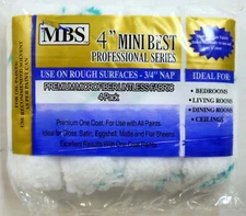 MBS 4pc 4" Mini Roller Covers 3/4" Nap Premium Microfiber