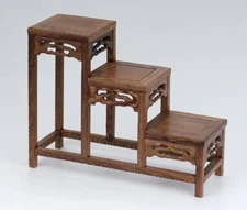 9.2" Wenge Wood 3 Base Fishbowl Stand Bonsai Teapot Stone Vase Flower Rack Decor