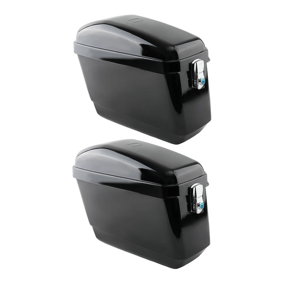 Motorcycle Universal Luggage Hard Saddlebags Side Box For Harley Honda Yamaha - Image 3 of 4