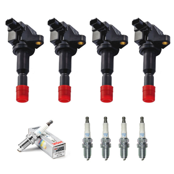 New Set of 4 Ignition Coil  NGK Spark Plug for 2009-2013 Honda Fit 1.5L L4