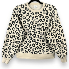Zara Girls 13 14 Leopard Print Pullover Crewneck Knit Boxy Oversized Sweatshirt