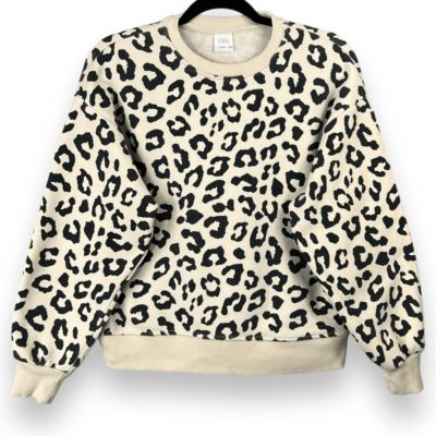 Zara Girls 13 14 Leopard Print Pullover Crewneck Knit Boxy