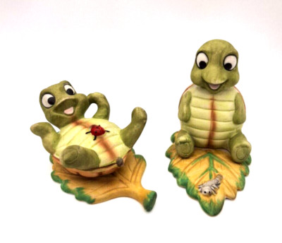 Vintage Homco Cute Turtles On A Leaf Ladybug Caterpillar Figurines #1123