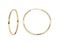 Solid 14k Gold Thin Endless Lightweight Dainty Hoop Earrings