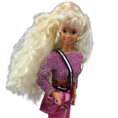 Dance Moves Barbie Fashion Doll Purple Outfit Bend & Move Body 1990's Vintage