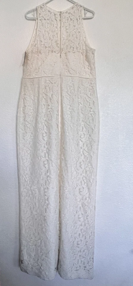 VESTIDO DE NOVIA FORMAL MISS J CREW MARFIL HOJAS ENCAJE PAMELA TALLA: 18 Foto 4 de 4