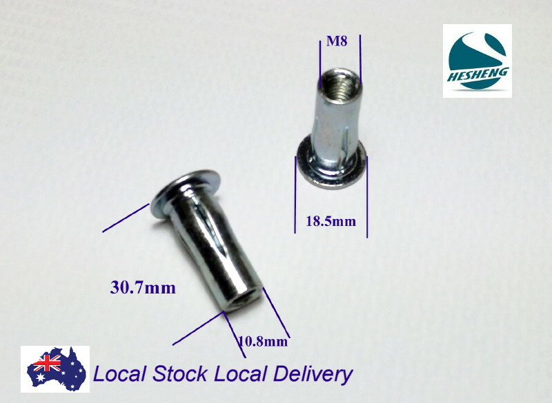 Qty 1 M8 Zinc Steel Plus Nut Plusnut Rivnut Insert Nutsert Grip 0.5-8 ...