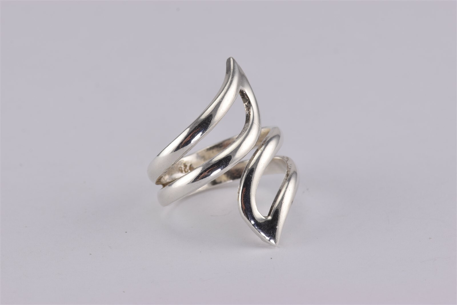 Sterling Silver Solid 29mm Swirled Open Work Bypa… - image 2